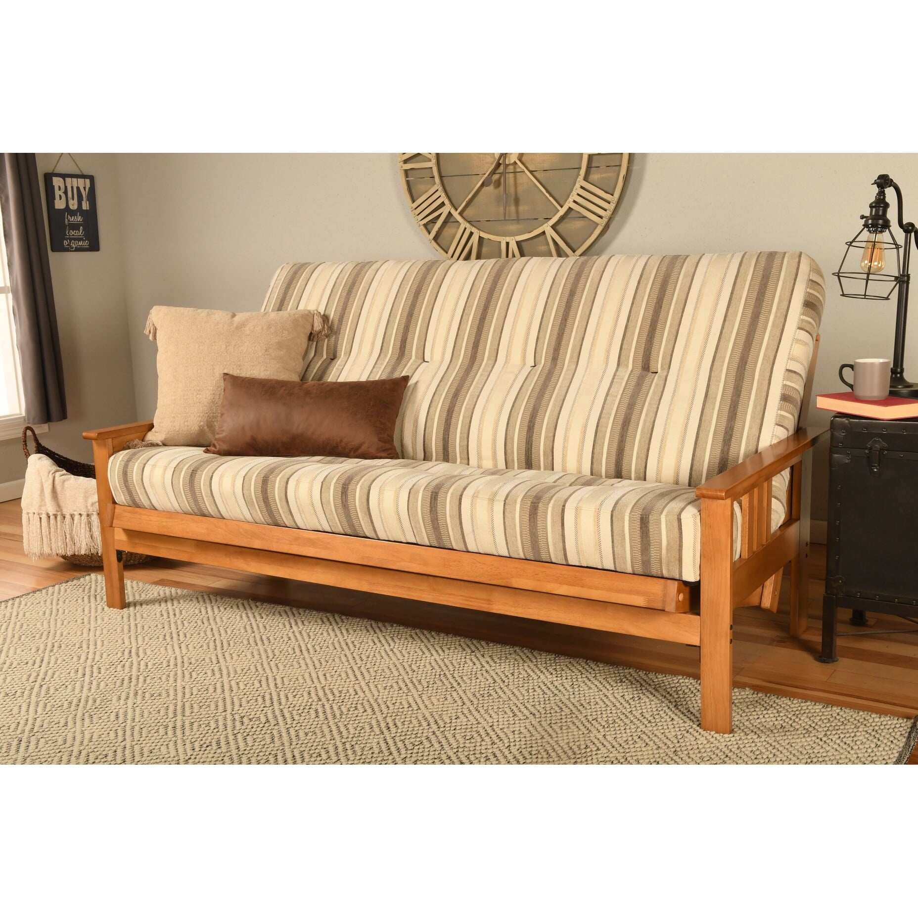 Somette Monterey Fullsize Futon Set in Butternut Finish with Parma Gray Mattress