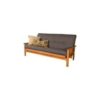 Somette Monterey Full-size Futon Set in Butternut Finish with Twill Gray Mattress