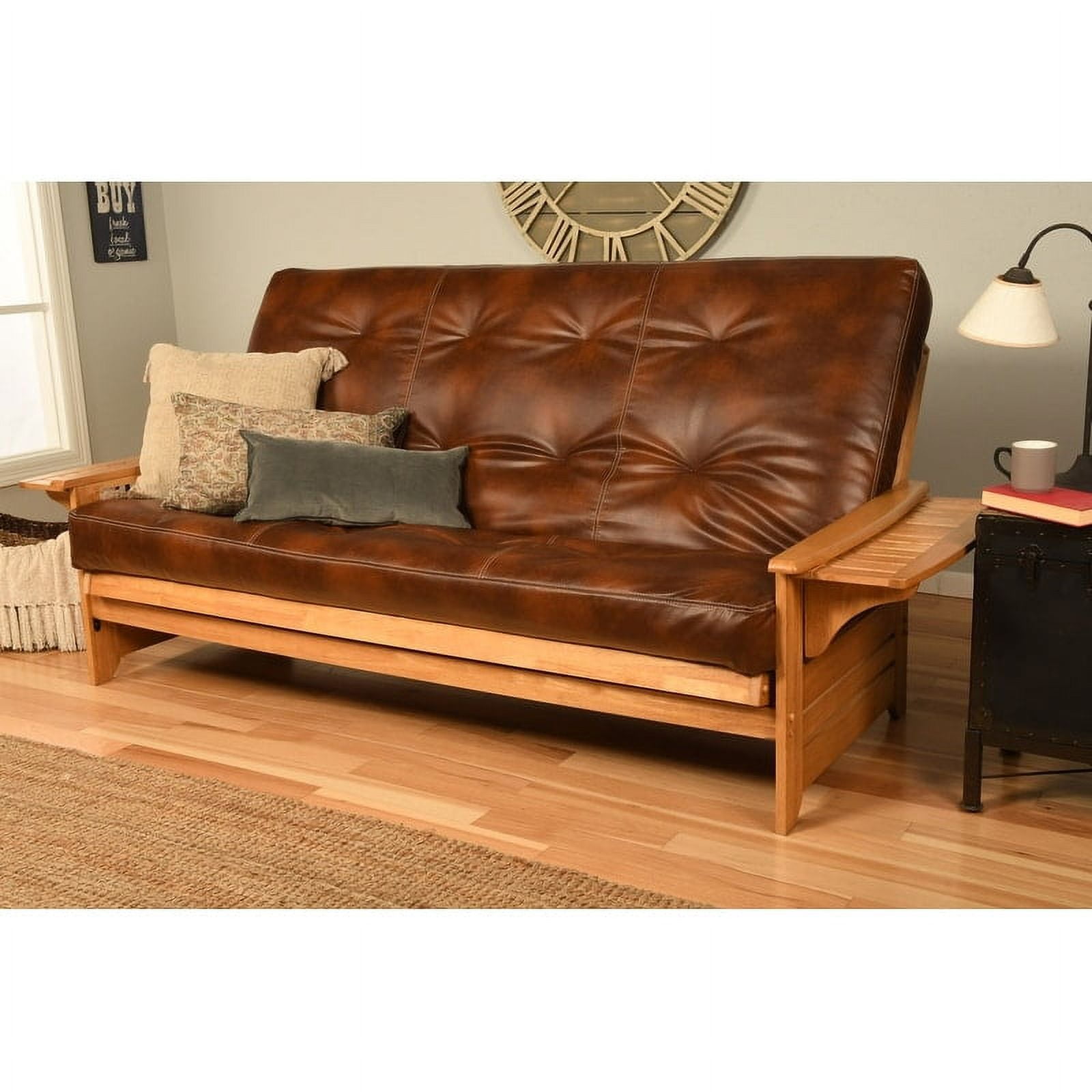 Somette Phoenix Queensize Futon Set in Butternut Finish with Faux