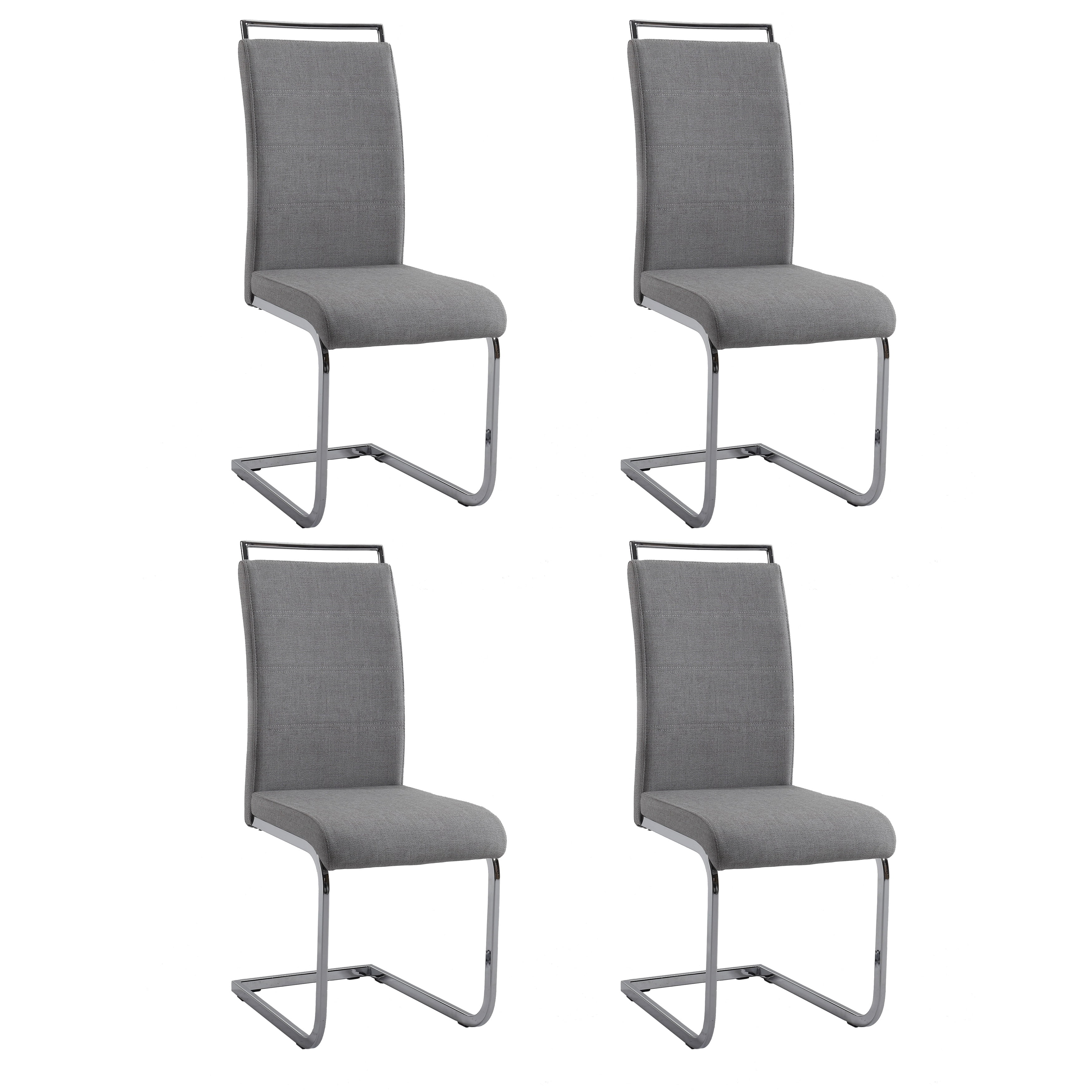 Gray Faux Leather Upholstered Side Chair with Chrome Cantilever Frame