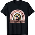 thumbnail image 1 of Somewhere Between Jesus And Jail - Funny Christian Rainbow T-Shirt, 1 of 4