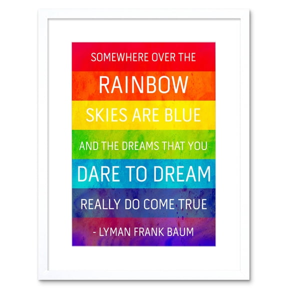 Somewhere Over Rainbow Frank Baum Artwork Framed Wall Art Print 9X7 Inch