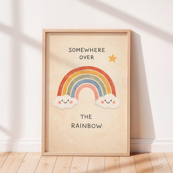Somewhere Over The Rainbow Nursery Wall Art, Unframed Paper Poster 8x10in