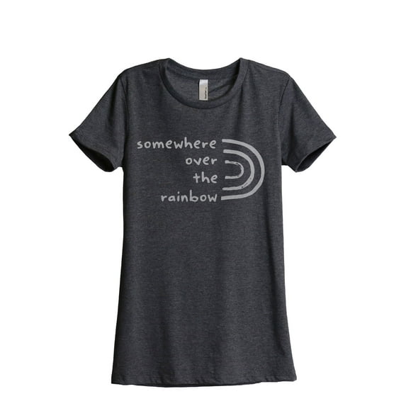 Somewhere Over The Rainbow Women's Fashion Relaxed T-Shirt Tee Charcoal Grey Small