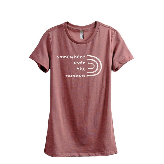 Somewhere Over The Rainbow Women's Fashion Relaxed T-Shirt Tee Heather Rouge Large