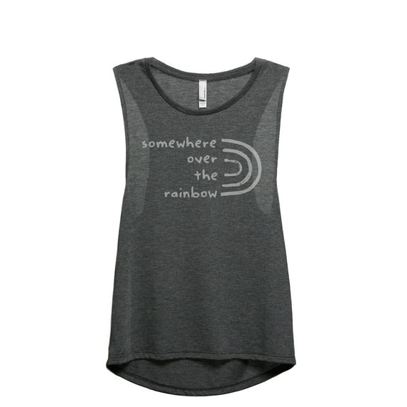 Somewhere Over The Rainbow Women's Fashion Sleeveless Muscle Workout Yoga Tank Top Charcoal Grey 2X-Large
