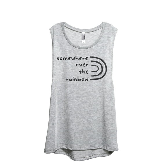 Somewhere Over The Rainbow Women's Fashion Sleeveless Muscle Workout Yoga Tank Top Sport Grey 2X-Large