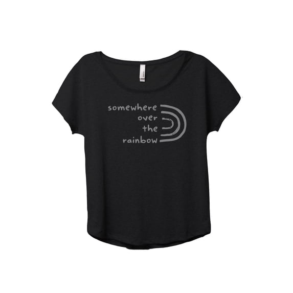 Somewhere Over The Rainbow Women's Fashion Slouchy Dolman T-Shirt Tee Heather Black Small