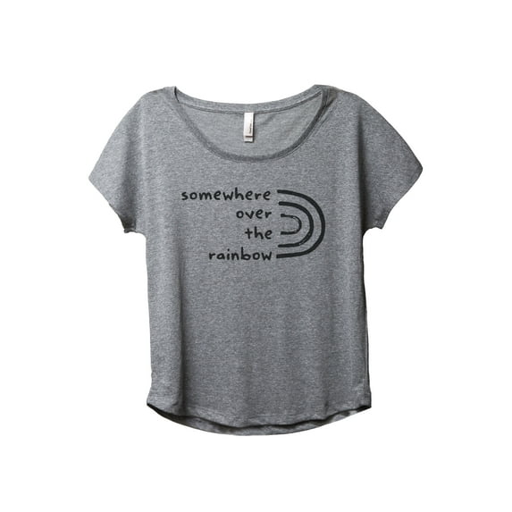 Somewhere Over The Rainbow Women's Fashion Slouchy Dolman T-Shirt Tee Heather Grey Small