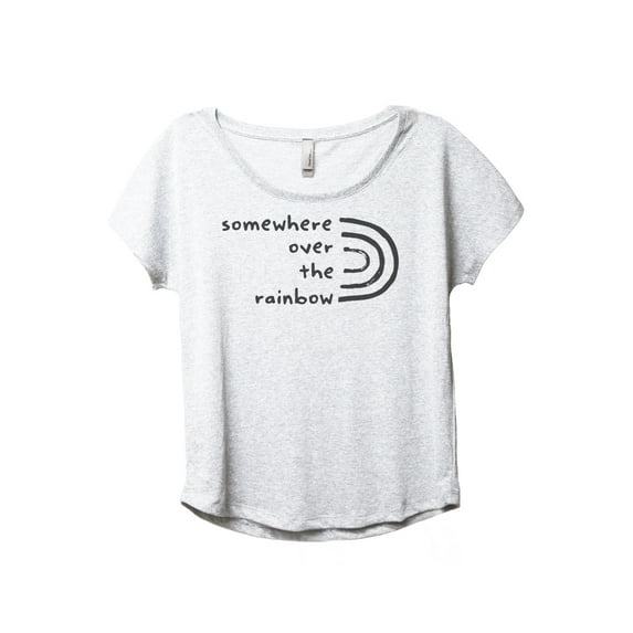 Somewhere Over The Rainbow Women's Fashion Slouchy Dolman T-Shirt Tee Heather White 3X-Large