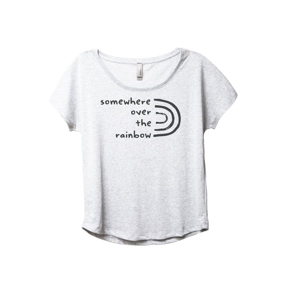 Somewhere Over The Rainbow Women's Fashion Slouchy Dolman T-Shirt Tee Heather White Medium