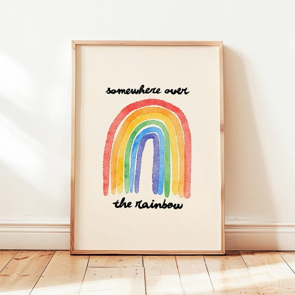 Somewhere Over The Rainbow Print, Neutral Nursery Poster, Playroom Baby Wall Decor, UNFRAMED PAPER POSTER, Home Decor, Vintage Gift, Living Room Dercor