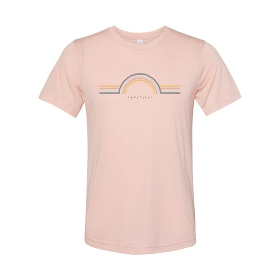 "Somewhere, Rainbow Shirt, Unisex, Rainbow Tee, Sublimation, Vintage, Faded, Retro Tee, Gift For Her, Trendy, Soft Bella T, Rainbow Lover, Peach, XL"