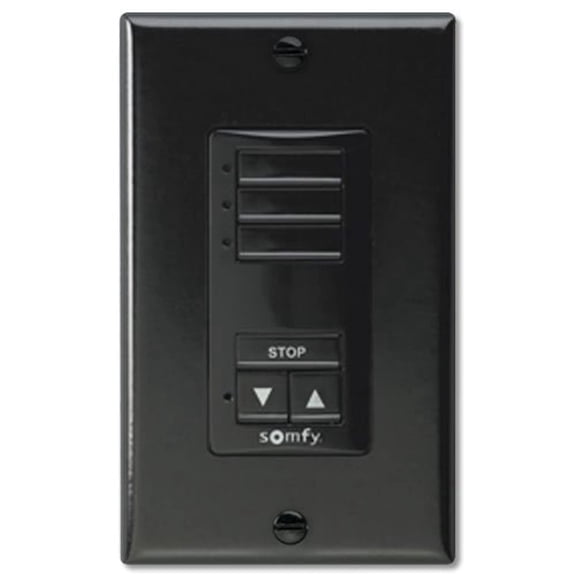 Somfy DecoFlex WireFree RTS Wall Switch; 3 Channel ,in Black (MPN# 1811070)