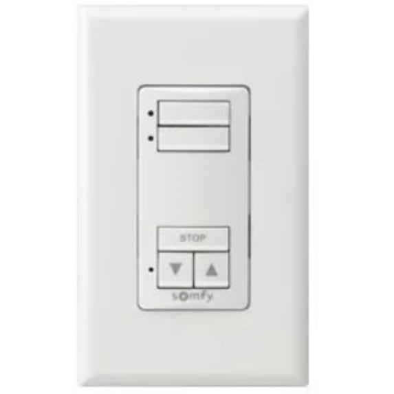 Somfy RTS Wirefree Decoflex Wireless Wall Switch, 2 Channel, White (1811068)