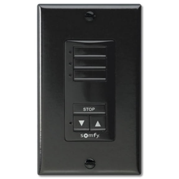 Somfy RTS Wirefree Decoflex Wireless Wall Switch, 3 Channel, Black (1811070)
