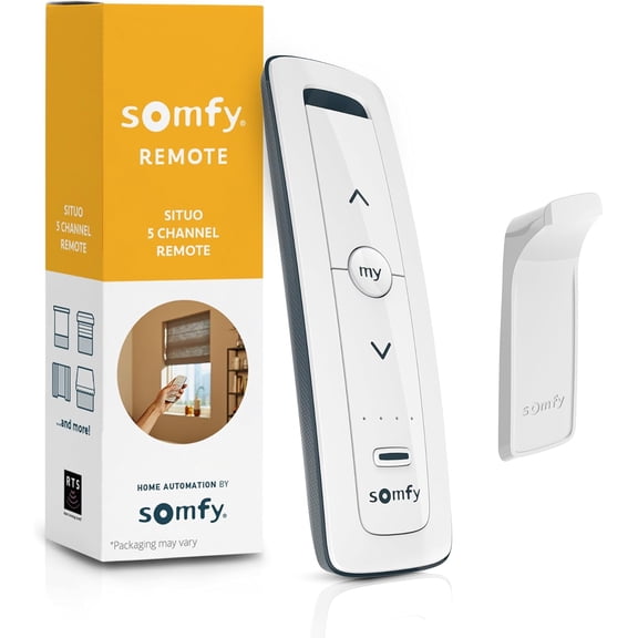 Somfy Situo 5 Pure Remote - RTS Control for Up to 5 Motorized Shades or Groups - Compatible with RTS Motors, Blinds, Shades - Not Compatible with Zigbee, Z-Wave, Wi-Fi - Warm Pure Tone 1870575