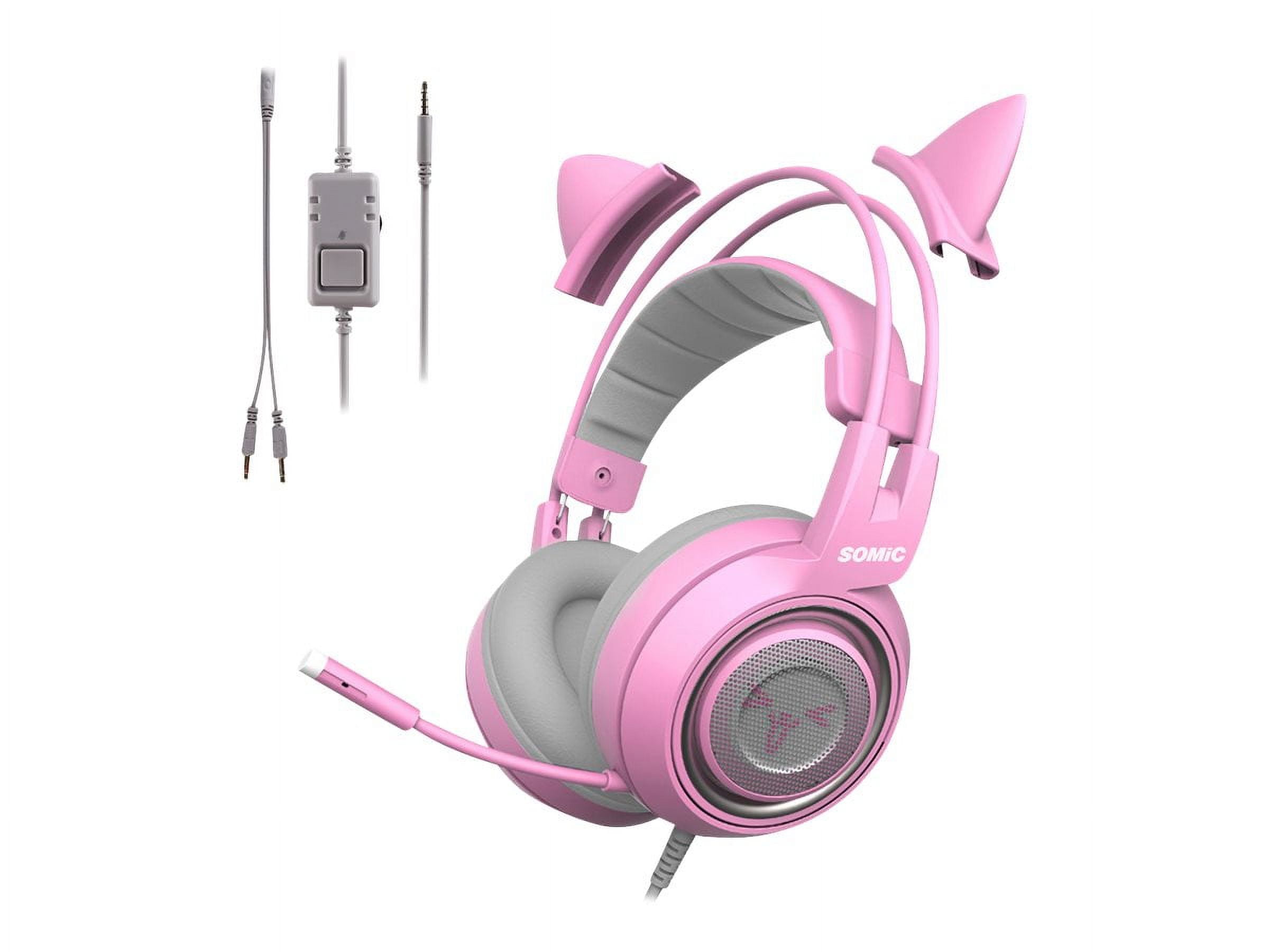 Somic G951S Headset full size wired 3.5 mm jack noise isolating pink
