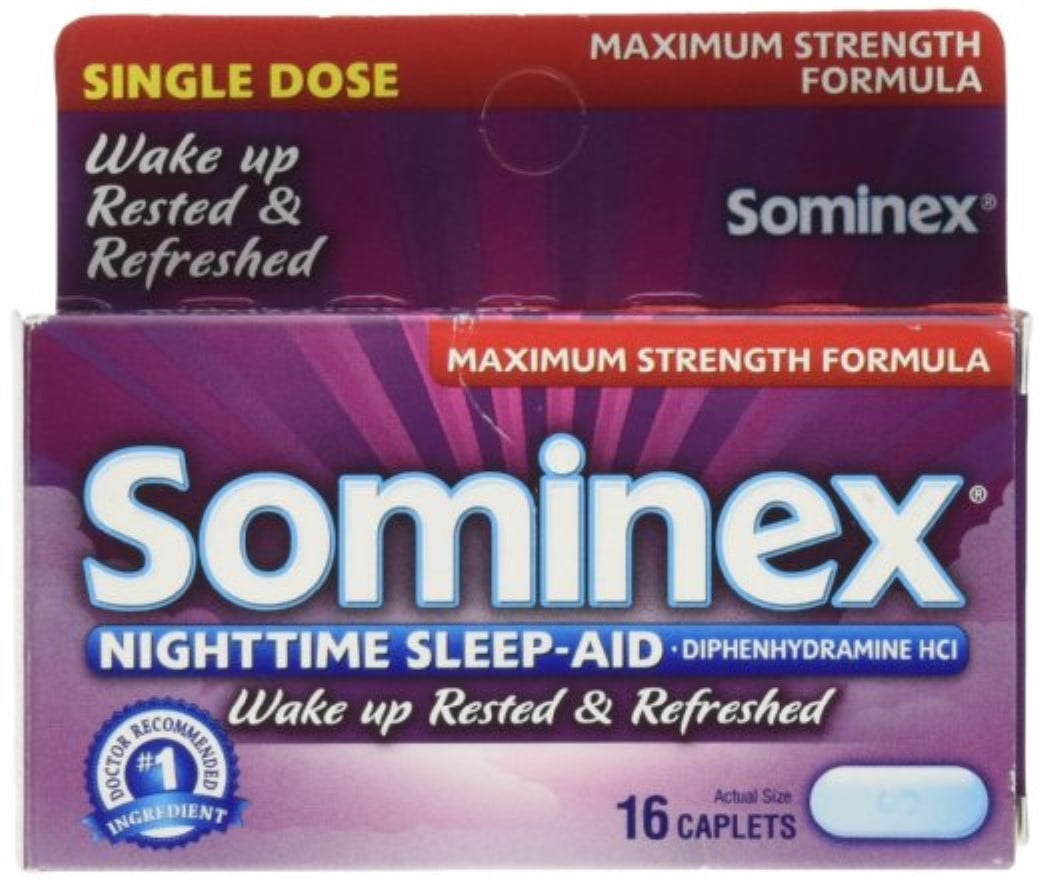 Sominex Nighttime Sleep-Aid Caplets, Maximum Strength, 16 Ea (Pack of 4)