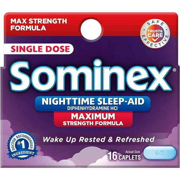 Sominex Nighttime Sleep-Aid Caplets, Maximum Strength, 16 ct. (Pack of 1)