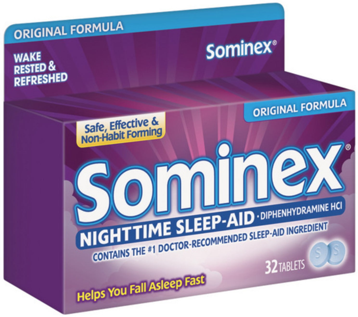 Sominex Nighttime Sleep Aid Tablets, 32 Count Walmart Business Supplies