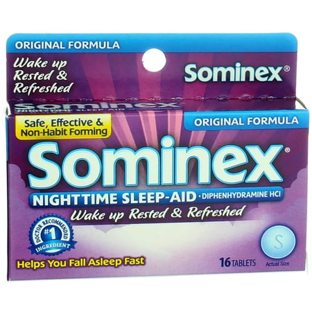 Sominex - Original Formula, Nighttime Sleep-Aid, 25 mg Diphenhydramine HCl, 16 tablets (1 Pack)