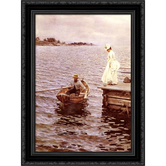 Sommarnoje 19x24 Black Ornate Wood Framed Canvas Art by Zorn, Anders