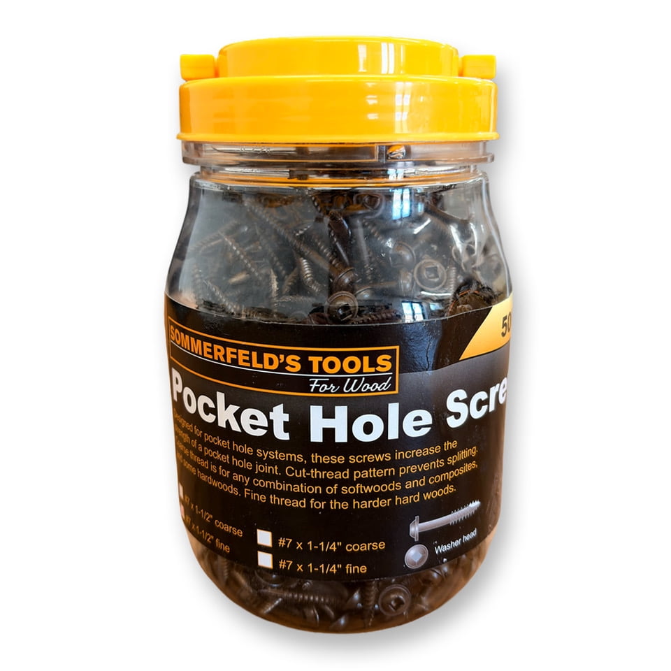 Sommerfeld Tools Pocket Hole Screws #7 1-1/2-Inch #2 Square Drive Washer-Head 500ct For Hardwoods