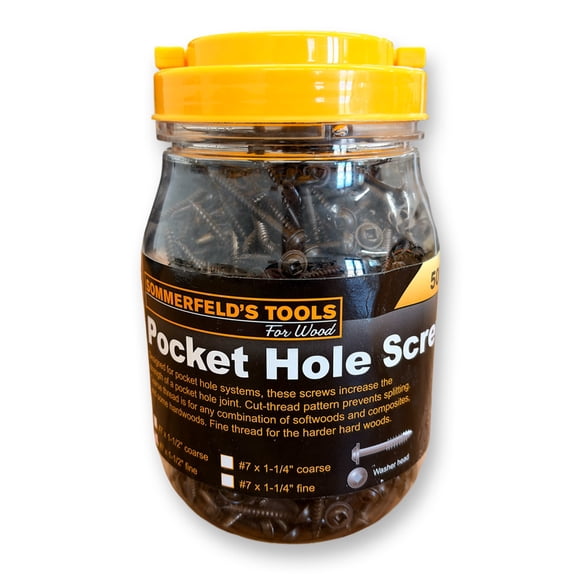 Sommerfeld Tools Pocket Hole Screws #7 1-1/2-Inch #2 Square Drive Washer-Head 500ct For Hardwoods