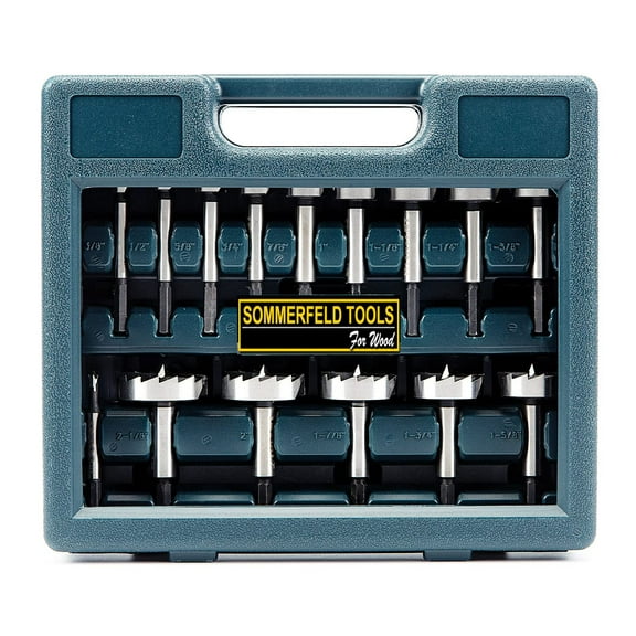 Sommerfeld Woodworking Tools 16 pc Forstner Bit Set for drilling precision holes in wood