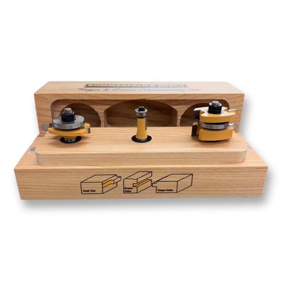Sommerfeld 3-Pc Tongue & Groove Cabinetmaking Router Bit Woodworking Tool Set