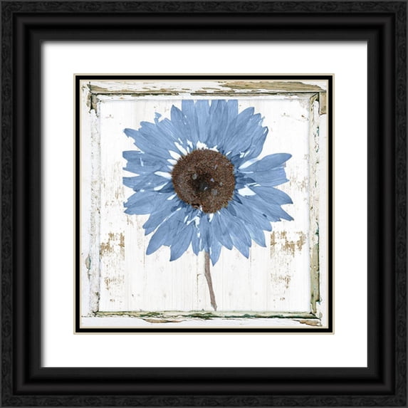 Sommers, Mindy 12x12 Black Ornate Wood Framed with Double Matting Museum Art Print Titled - Blue Sunflower Redux