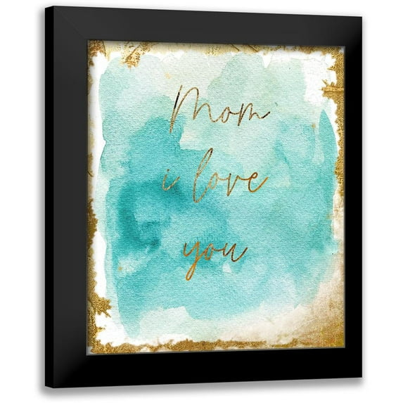 Sommers, Mindy 12x14 Black Modern Framed Museum Art Print Titled - Gold Aqua Mom