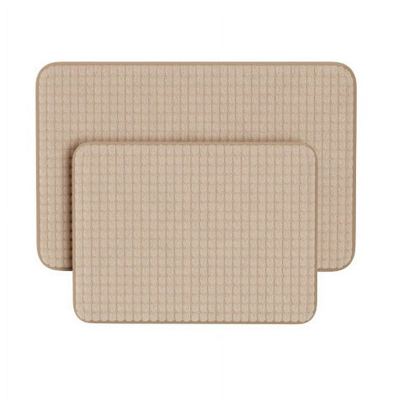 Sommerset Home 2-Piece Jacquard Fleece Memory Foam Bathroom Rugs Set (Taupe)