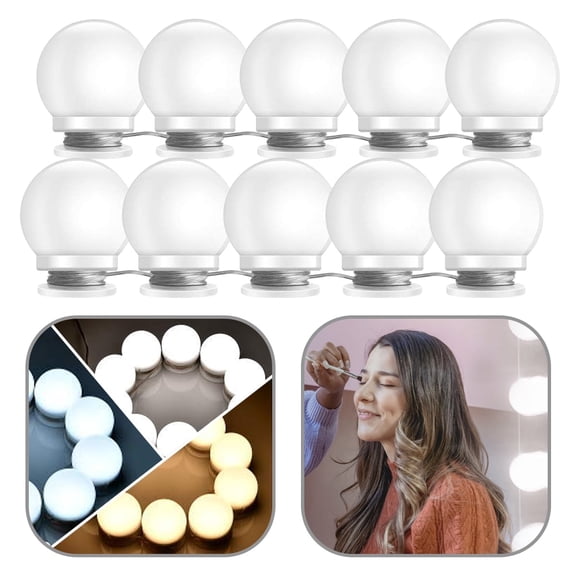 Somnr Hollywood Vanity Lights Kit 10 Bulb Dimmable LED Makeup Mirror Light Strip with Plug, Mirror Not Included