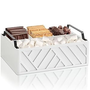Somre's Station, Farmhouse S'mores Bar Holder with Handles - S'mores Accessories Organizer for S'mores Supplies and Kit - Serving Tray for S'mores Maker