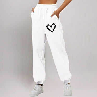 Somuwie Clearance 2024 Fall Women's Casual Printed Sweatpants Loose Ribbed Cuffed Sweatpants