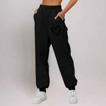 Somuwie Clearance 2024 Fall Women's Casual Printed Sweatpants Loose Ribbed Cuffed Sweatpants