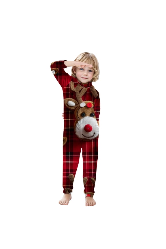 Clearance Boys Girls Christmas Print Long Sleeved Jumpsuit Family Parent-child Wear Kid