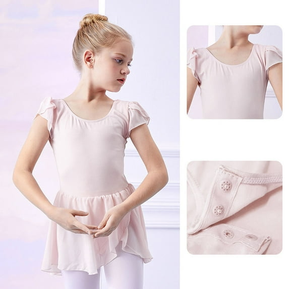 Somuwie Clearance Children's dance clothes girls flying sleeves training clothes ballet open crotch jumpsuit