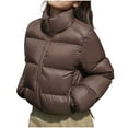 thumbnail image 1 of Somuwie Clearance Ladies Solid Color Long Sleeve Zipper Pocket Padded Jacket, 1 of 4