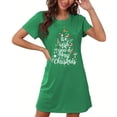 thumbnail image 1 of Somuwie Clearance Large size short Halloween women's nightdress with chest print round neck short sleeves short nightdress, 1 of 5