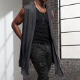 thumbnail image 1 of Somuwie Clearance Men Casual Sleeveless Solid Hooded Outdoor Sports Irregular Cardigan Tops, 1 of 9