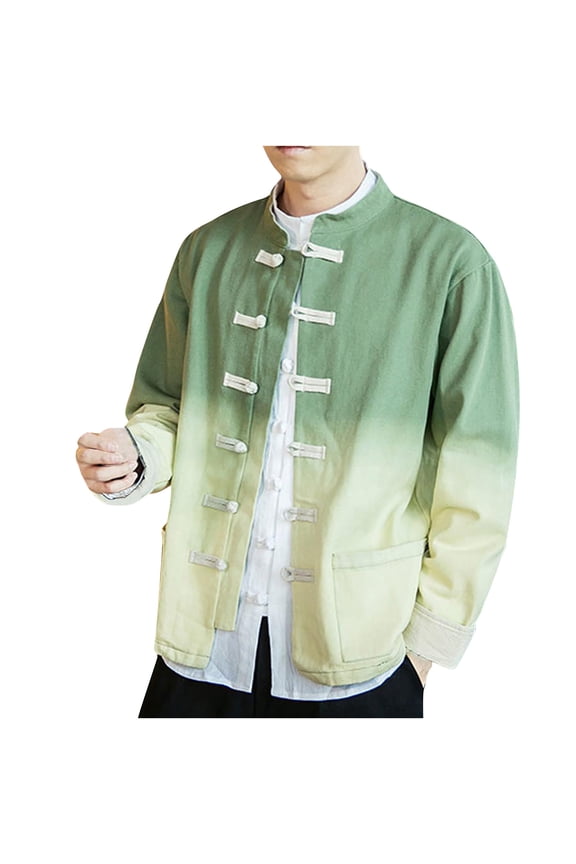 Clearance Men's Chinese style long-sleeved coat gradient jacket stand collar Zhongshan suit
