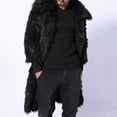 thumbnail image 1 of Somuwie Clearance Men's Long Fox Fur Faux Leather Square Collar Straw Coat, 1 of 4