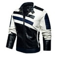 thumbnail image 1 of Somuwie Clearance Men's Motorcycle Racing Suit Color Blocking PU Simulation Leather Zipper Jacket, 1 of 4