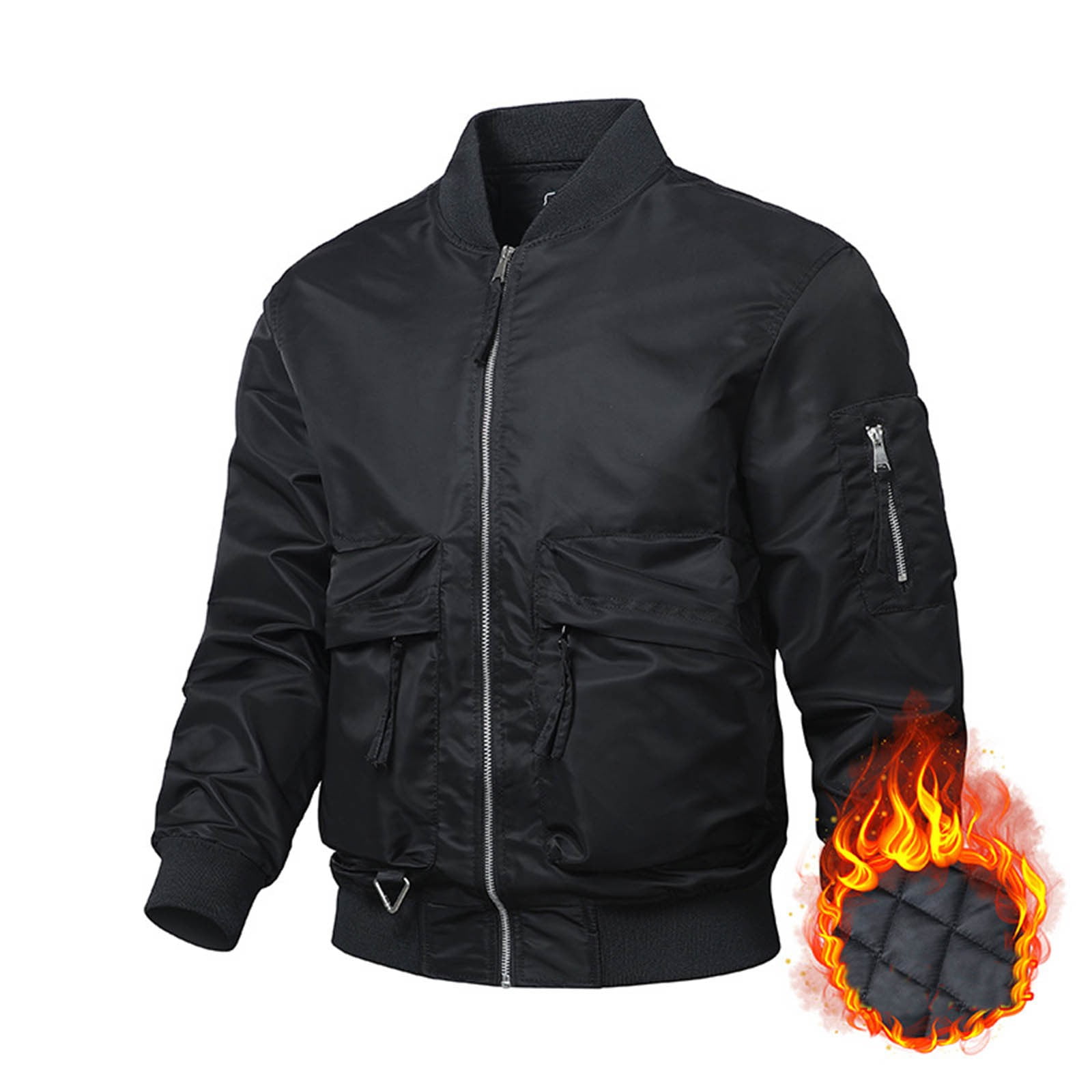 Jacket No Color Somuwie Clearance Men's casual solid color zipper button pocket plus ...