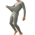 thumbnail image 1 of Somuwie Clearance Men's classic solid color thermal underwear set thermal clothing tops trousers body shaping bottoming shirt, 1 of 3