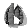 thumbnail image 1 of Somuwie Clearance Men's zippered short stand collar cotton coat plus fleece long sleeve cotton jacket, 1 of 1