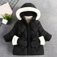 thumbnail image 1 of Somuwie Clearance Winter girls' thickened solid color hooded detachable hat and gloves mid-length cotton coat (3-8 years old), 1 of 3